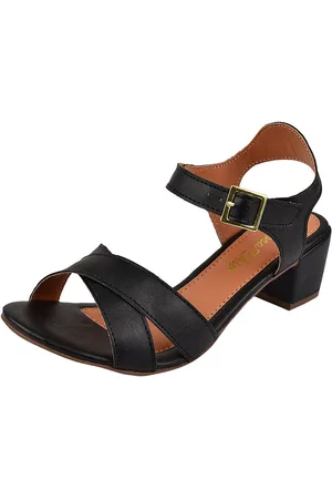 Rosa Chic Calçados Sandália Salto Grosso Salto Baixo 4 cm Bloco Preto