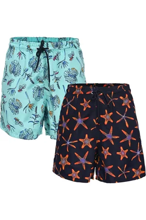 RAIZZIS Kit 2 Shorts Bermudas Estampas Secagem Rápida Praia Piscina