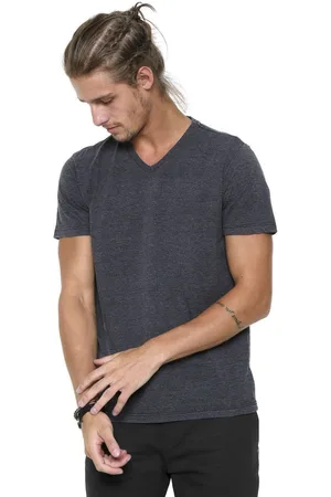 Di Nuevo Camiseta Gafite Gola V 100% Algodão Lisa