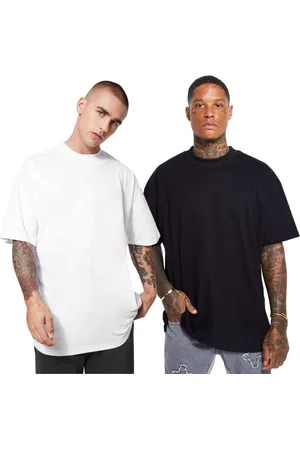 Di Nuevo Kit 2 Camisetas Oversized Algodão Preta e Branca Gola Alta