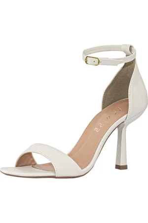 Lumiss Sandália Feminina Salto Fino Clássica Comfort Elegância Tiras Off White