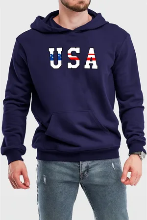 Benellys Moletom Canguru Flanelado com Capuz USA Marinho