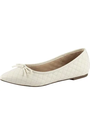 Lumiss Sapatilha Feminina Bico Fino Matelassê Confortável Rasteirinha Off White
