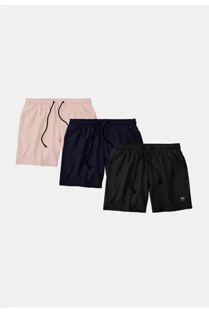 Life Kit 3 Shorts Masculino Básico Liso Bermuda Praia Mauricinho Tactel Colorido