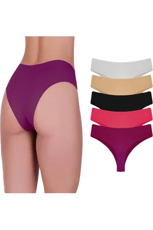 QLC SPORT Kit 5 Calcinhas Tanga Corte A Laser Microfibra Sortida Colorido