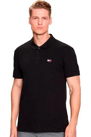 Tommy Hilfiger Polo Masculina Regular Classic Flag Badge Preta
