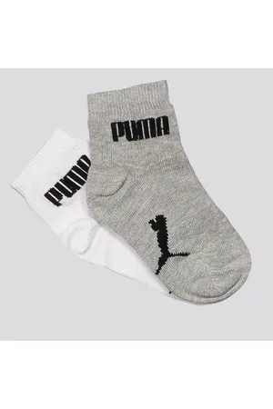 PUMA Kit Meia Cano Médio 2 Pares Cinza e Branca