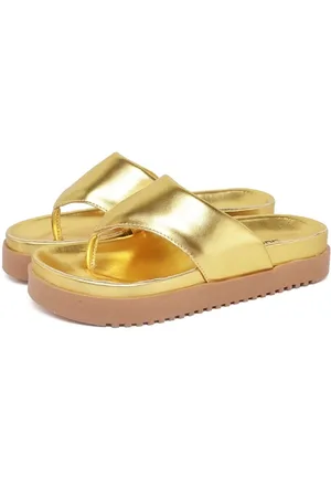 DUBUY Sandália Chinela Feminina 2045FG Off-White Dourado