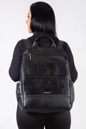 Andrea Vinci Mochila antifurto grande de couro croco Suzana