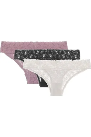 LOUNGERIE Kit 3 Calcinhas Biquíni Sweet Lace Preto/Branco/Quail