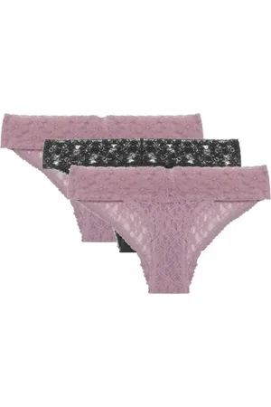 LOUNGERIE Kit 3 Calcinhas Biquíni Sweet Lace Preto/Quail