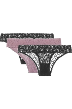 LOUNGERIE Kit 3 Calcinhas Biquíni Sweet Lace Preto/Quail
