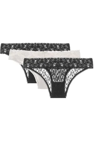 LOUNGERIE Kit 3 Calcinhas Biquíni Sweet Lace Branco/Preto