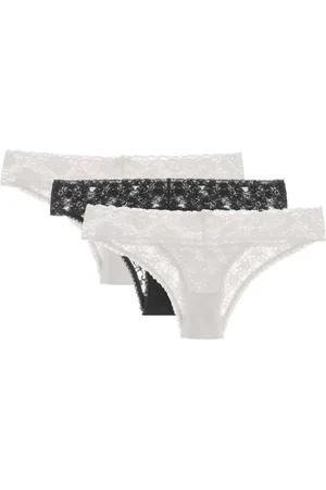 LOUNGERIE Kit 3 Calcinhas Biquíni Sweet Lace Branco/Preto