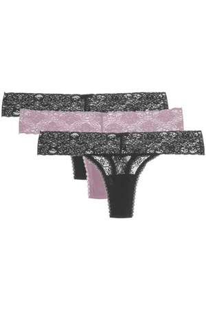 LOUNGERIE Kit 3 Calcinhas Fio Dental Sweet Lace Preto/Quail