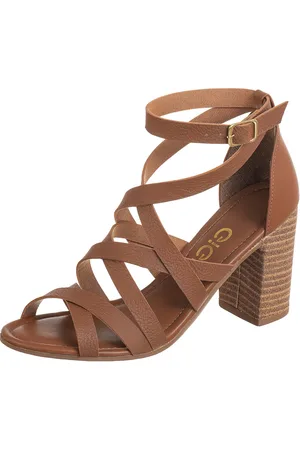 Gigil Sandália Salto Alto Sandal Boots Tiras Trançadas