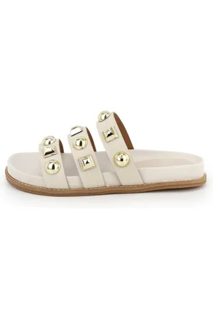 MARIA PAULA Papete Feminina Sandália Flatform Piramide em Couro Off White