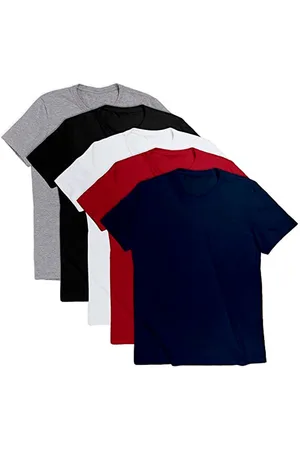 Slim Fitness Kit com 5 Camisetas Básicas Masculinas Cores Sortidas