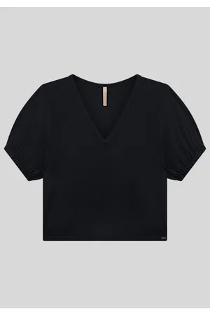 Blusa Básica em Malha Viscose Cropped