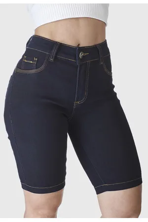 HNO Jeans Bermuda Jeans Ciclista Confort Azul Escuro