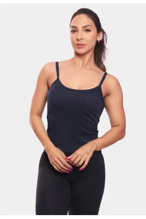 ADRIBEN Regata de Alcinha Canelada Feminina Lisa Blusa Blusinha Básica Treino Academia