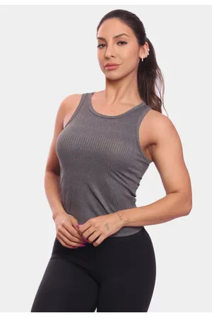 ADRIBEN Regata Nadador Canelada Feminina Lisa Blusa Blusinha Básica Treino Academia