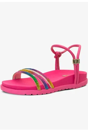Pópidí Infantil - Sandália Papete Feminina Pópidi Flat Brilho Strass Colorido