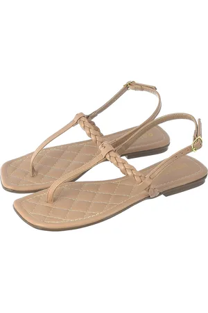 monté Sandália Rasteira Feminina CM Calçados Bico Quadrado Confort Chinelo Fivela Tira