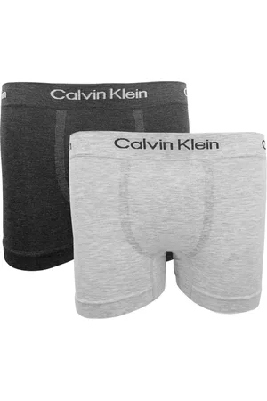 Calvin Klein Cuecas Trunk Seamless Viscose Logo Mescla Chumbo e Cinza Claro Pack 2UN