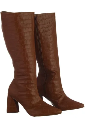 Flor da Pele Bota Feminina Cano Longo Salto Triangulo 23020 Croco Whisky