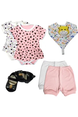 Koala Baby Infantil - Kit 6 Peças Body Balone Short Naninha Sapatinho Menina
