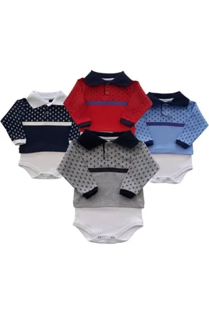 Koala Baby Infantil - Kit 4 Peças Body Gola Polo Menino