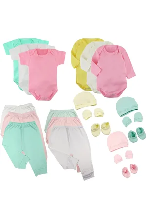 Koala Baby Infantil - Kit Roupas de 21 Peças Body e Mijão Liso e Acessórios