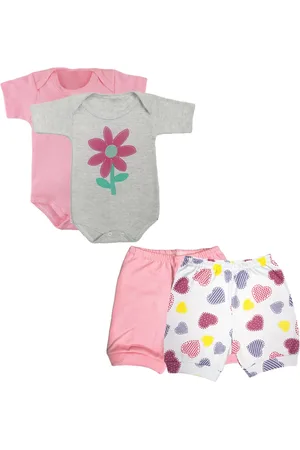 Koala Baby Infantil - Kit Roupinhas de 4 Peças Body Manga Curta e Shorts
