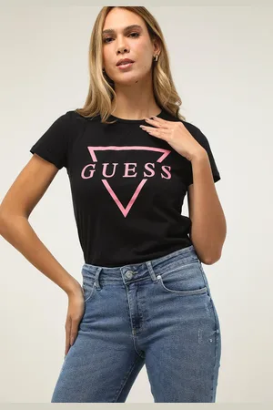 Guess Camiseta Slim Triangulo Preta
