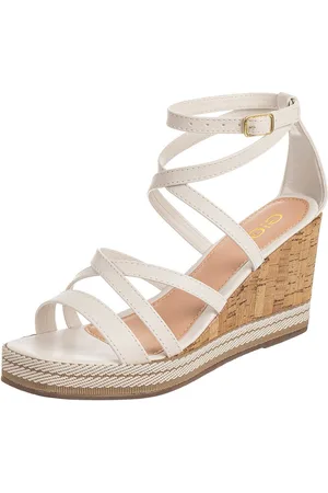 Gigil Sandália Anabela Casual Espadrille Cortiça Off White