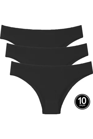 QLC SPORT Kit 10 Calcinhas Modelo Tanga A10 Preta