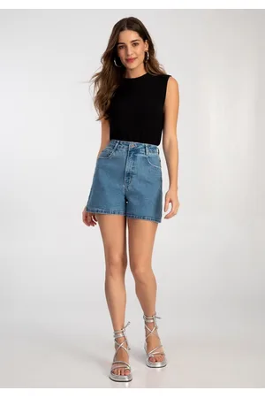 Lunender Shorts Mom Chapa Barriga com Cintura Alta