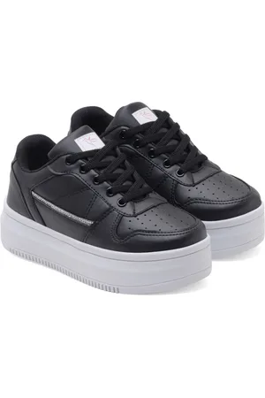 OUSY SHOES Tênis Feminino Casual com Brilho e Recortes Sola Alta Plataforma Confortável Leve