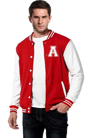 College4EVER Jaqueta College Americana Vermelha Letra A bordada