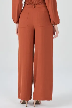 PKS Calça Wide Leg Terracota