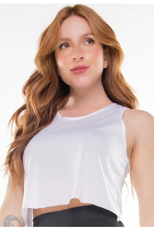 Cropped Feminino Camiseta Regata Telinha Transparente Fitness