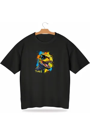 Alikids Infantil - Camiseta de s Oversized e Adolescente Juvenil T-Rex Colorido Tamanhos 2/4/6/8/10/12/14/16.Anos