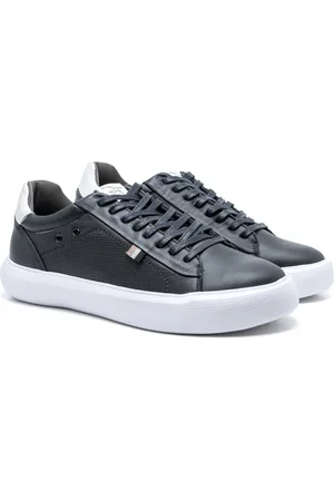 FRANCA Tênis Casual Couro Masculino Sapatênis Solado Flat Emborrachado Amarração Confortável