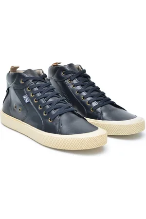 FRANCA Tênis Casual Couro Masculino Cano Alto Amarração Solado Flat Emborrachado Natural Reforçado Preto