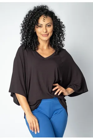 Amazonia Vital Blusa Ampla Morcego Guyrá Manga 3/4 Malha Preta