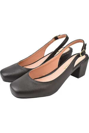 monté Sapato Scarpin Aberto Donatella Shoes Bico Quadrado Salto Confort Fivela