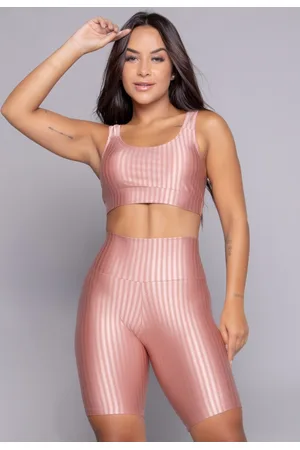 VEKYO Conjunto Fitness Top Bojo Removível e Bermuda New Zig 3D