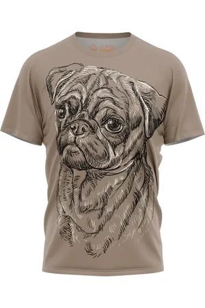 Over Fame Camiseta Cachorro Pug Drawing Monotone