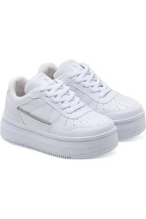 OUSY SHOES Tênis Feminino Casual com Brilho e Recortes Sola Alta Plataforma Confortável Leve